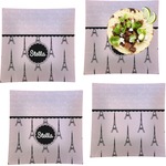 Paris & Eiffel Tower Set of 4 Glass Square Lunch / Dinner Plate 9.5" (Personalized)