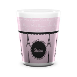 Paris & Eiffel Tower Ceramic Shot Glass - 1.5 oz - White - Set of 4 (Personalized)