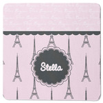 Paris & Eiffel Tower Square Rubber Backed Coaster (Personalized)