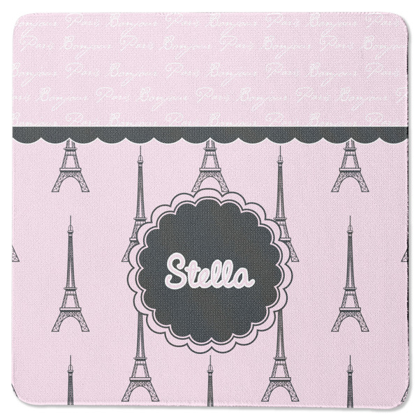 Custom Paris & Eiffel Tower Square Rubber Backed Coaster (Personalized)