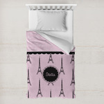 Paris & Eiffel Tower Toddler Duvet Cover w/ Name or Text