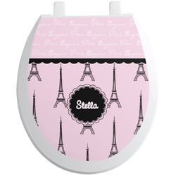 Paris & Eiffel Tower Toilet Seat Decal - Round (Personalized)