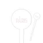 Paris & Eiffel Tower 4" Round Plastic Food Picks - White - Double Sided