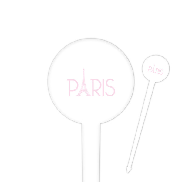 Custom Paris & Eiffel Tower 4" Round Plastic Food Picks - White - Double Sided