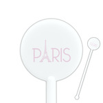 Paris & Eiffel Tower 5.5" Round Plastic Stir Sticks - White - Single Sided