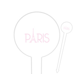 Paris & Eiffel Tower 6" Round Plastic Food Picks - White - Double Sided