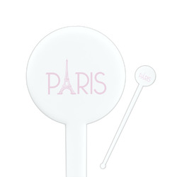 Paris & Eiffel Tower 7" Round Plastic Stir Sticks - White - Double Sided