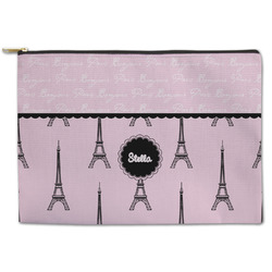 Paris & Eiffel Tower Zipper Pouch - Large - 12.5"x8.5" (Personalized)