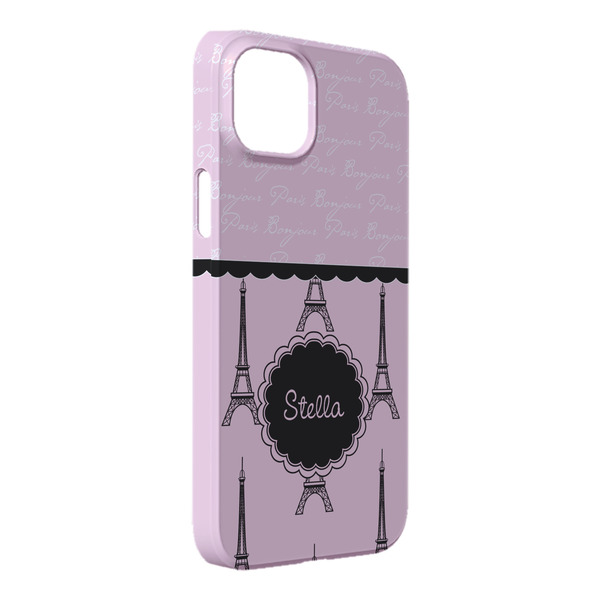 Custom Paris & Eiffel Tower iPhone Case - Plastic - iPhone 14 Plus (Personalized)