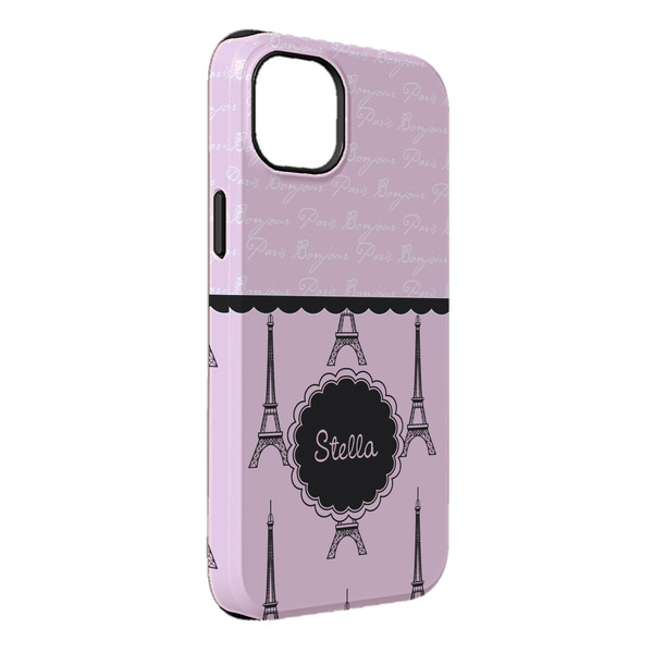 Custom Paris & Eiffel Tower iPhone Case - Rubber Lined - iPhone 14 Plus (Personalized)