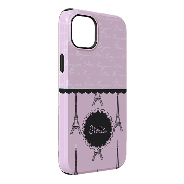 Custom Paris & Eiffel Tower iPhone Case - Rubber Lined - iPhone 14 Pro Max (Personalized)