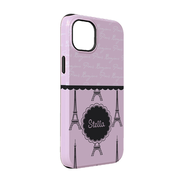 Custom Paris & Eiffel Tower iPhone Case - Rubber Lined - iPhone 14 (Personalized)