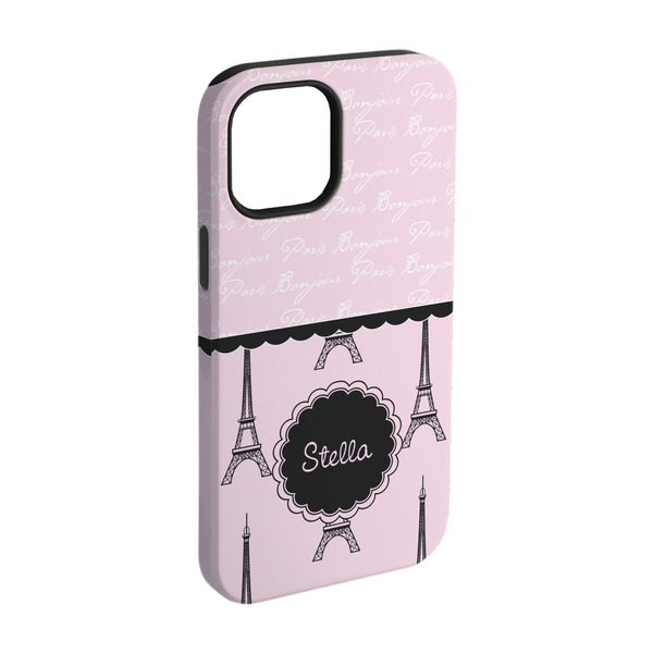 Custom Paris & Eiffel Tower iPhone Case - Rubber Lined - iPhone 15 Pro (Personalized)