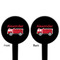 Firetruck Black Plastic 4" Food Pick - Round - Double Sided - Front & Back