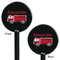 Firetruck Black Plastic 5.5" Stir Stick - Double Sided - Round - Front & Back