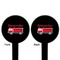 Firetruck Black Plastic 6" Food Pick - Round - Double Sided - Front & Back