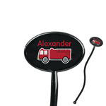 Firetruck 7" Oval Plastic Stir Sticks - Black - Single Sided (Personalized)