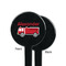 Firetruck Black Plastic 7" Stir Stick - Single Sided - Round - Front & Back