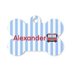 Firetruck Bone Shaped Dog ID Tag - Small (Personalized)