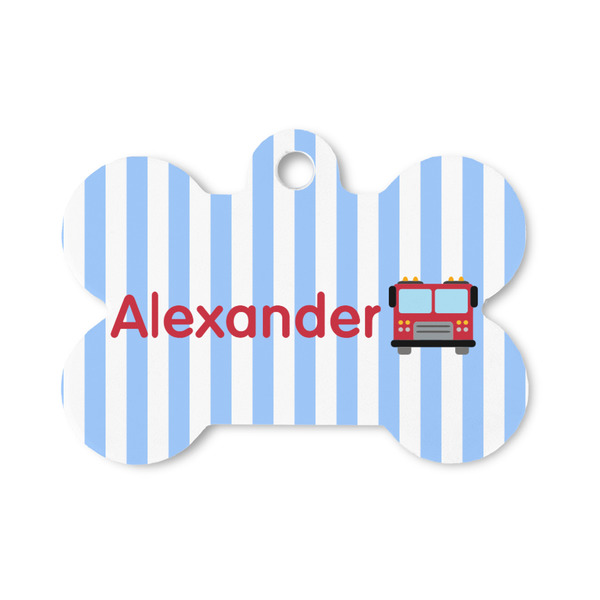 Custom Firetruck Bone Shaped Dog ID Tag - Small (Personalized)