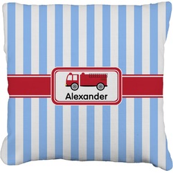 Firetruck Faux-Linen Throw Pillow 16" (Personalized)