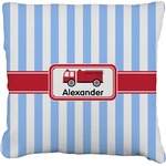 Firetruck Faux-Linen Throw Pillow 18" (Personalized)