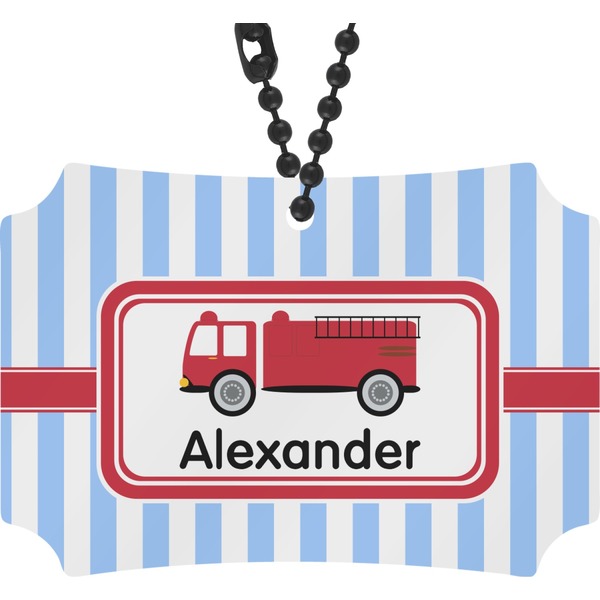 Custom Firetruck Rear View Mirror Ornament (Personalized)