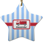 Firetruck Star Ceramic Ornament w/ Name or Text