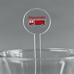 Firetruck 7" Round Plastic Stir Sticks - Clear (Personalized)