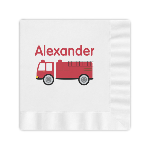 Custom Firetruck Coined Cocktail Napkins (Personalized)