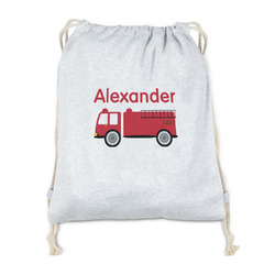 Firetruck Drawstring Backpack - Sweatshirt Fleece (Personalized)