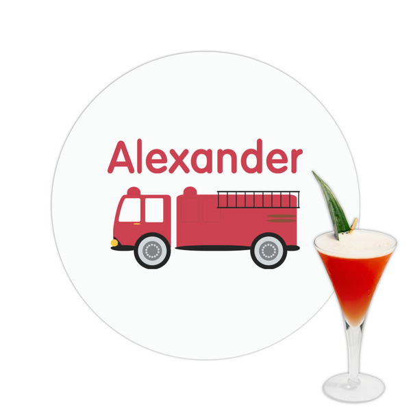 Custom Firetruck Printed Drink Topper -  2.5" (Personalized)