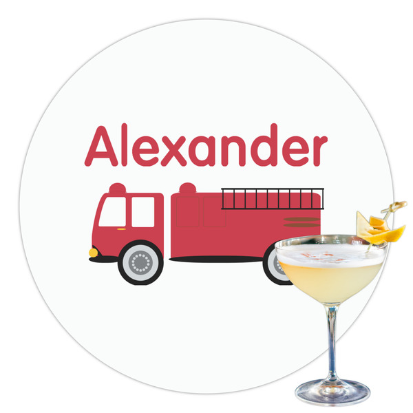 Custom Firetruck Printed Drink Topper - 3.5" (Personalized)