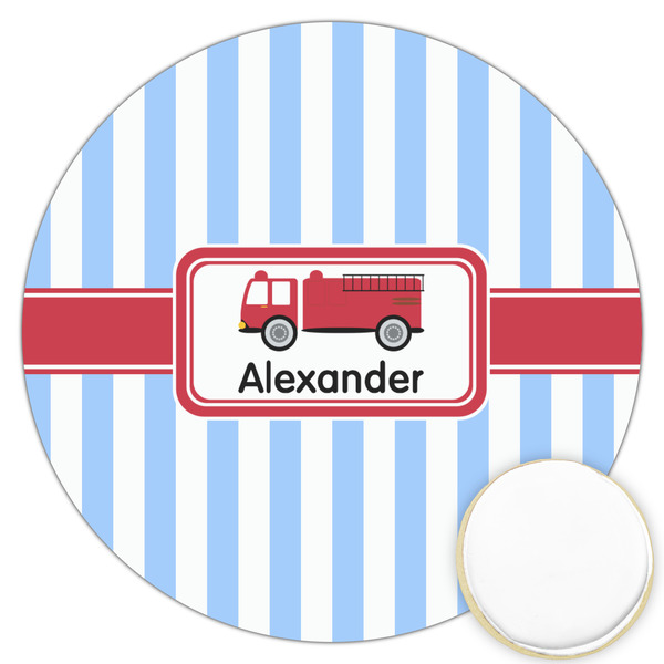 Custom Firetruck Printed Cookie Topper - 3.25" (Personalized)