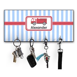 Firetruck Key Hanger w/ 4 Hooks w/ Graphics and Text