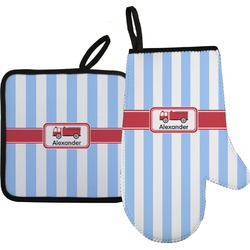 Firetruck Oven Mitt & Pot Holder Set w/ Name or Text