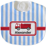 Firetruck Velour Baby Bib w/ Name or Text