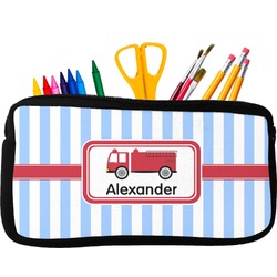 Firetruck Neoprene Pencil Case - Small w/ Name or Text