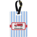 Firetruck Plastic Luggage Tag - Rectangular w/ Name or Text