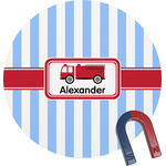 Firetruck Round Fridge Magnet (Personalized)