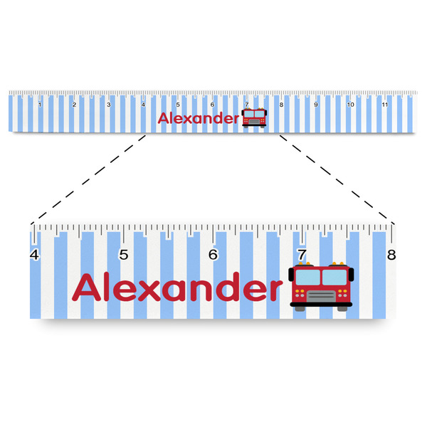 Custom Firetruck Plastic Ruler - 12" (Personalized)