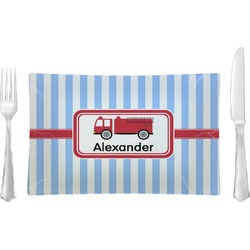 Firetruck Rectangular Glass Lunch / Dinner Plate - Single or Set (Personalized)