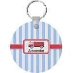 Firetruck Round Plastic Keychain (Personalized)