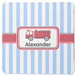 Firetruck Square Rubber Backed Coaster (Personalized)