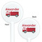 Firetruck White Plastic 5.5" Stir Stick - Double Sided - Round - Front & Back