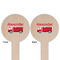 Firetruck Wooden 6" Food Pick - Round - Double Sided - Front & Back