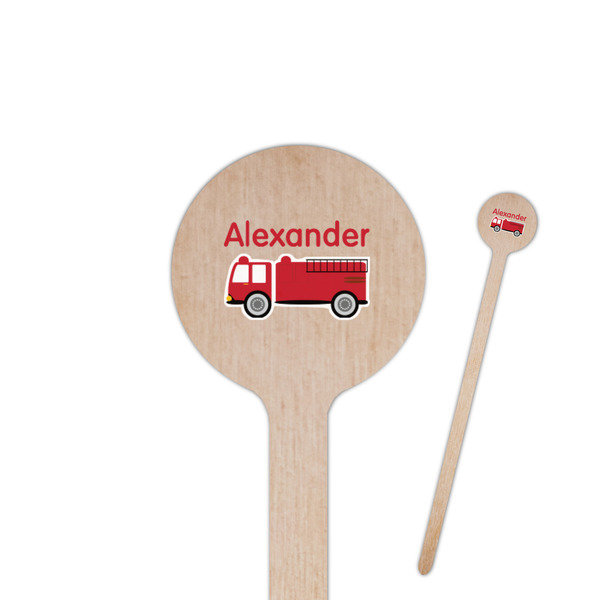 Custom Firetruck 7.5" Round Wooden Stir Sticks - Double Sided (Personalized)