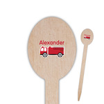 Firetruck Oval Wooden Food Picks - Double Sided (Personalized)