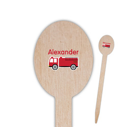 Firetruck Oval Wooden Food Picks - Double Sided (Personalized)