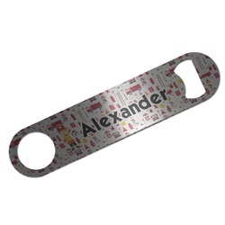 Firefighter Character Bar Bottle Opener - Silver w/ Name or Text